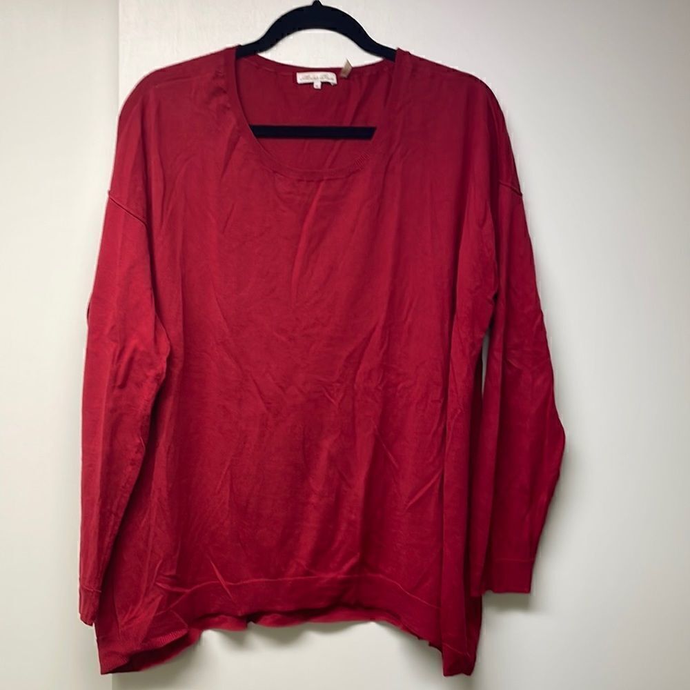 Minnie Rose Red Cotton Sweater, Size XL